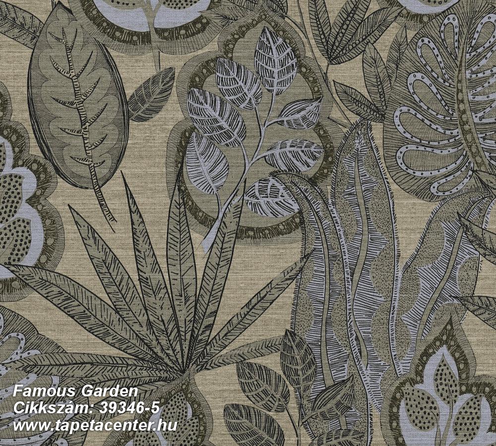 Természeti mintás,textil hatású,barna,szürke,súrolható,vlies tapéta 